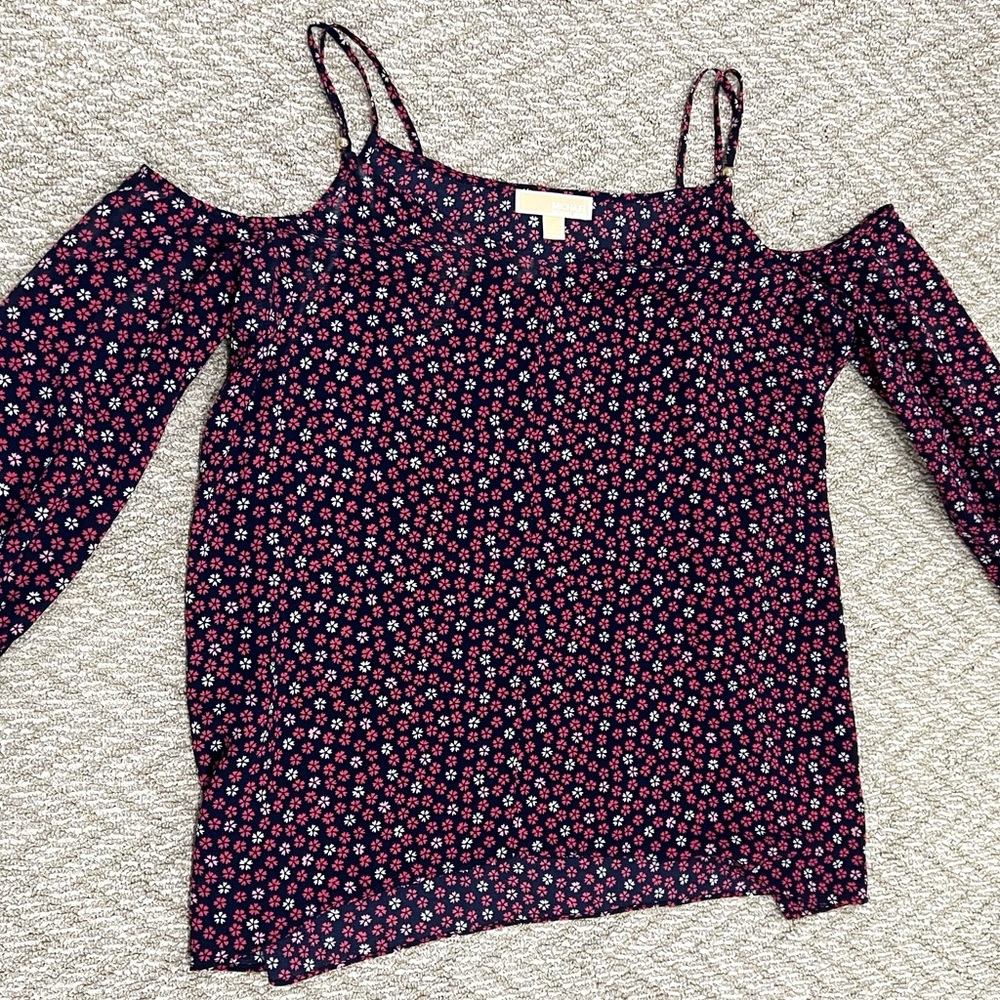 Michael Michael Kors cold shoulder floral print blouse with adjustable straps